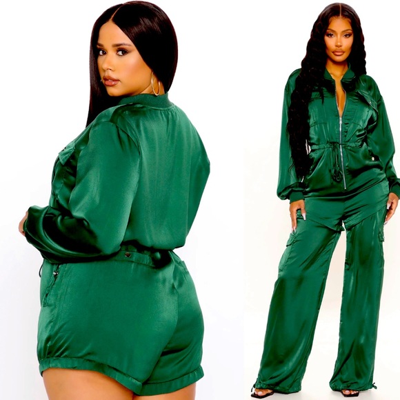 LOVE&LEMONADE Pants - Convertible Satin Jumpsuit💚